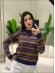 BLUSA PAMELA LISTRADA - AZUL COM CARAMELO