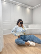 BLUSA JACARD ELZA - AZUL BEBE