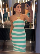 VESTIDO LISTRADO ANNE - VERDE AGUA