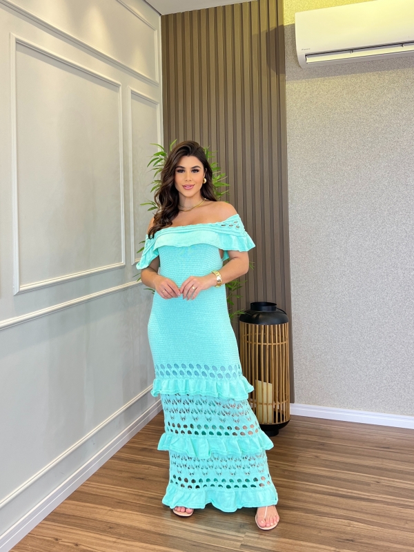 VESTIDO BABADOS MARY - Verde praia