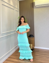 VESTIDO BABADOS MARY - Verde praia