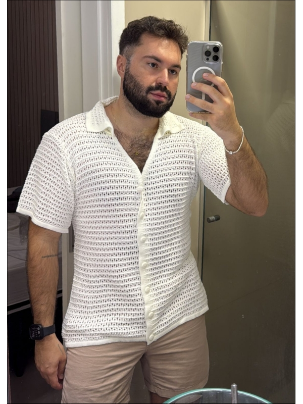CAMISA MASCULINA TRICOT TSHIRT POLO - OFF WHITE