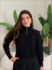 BLUSA ZIPER KEITY - Preto - Liso