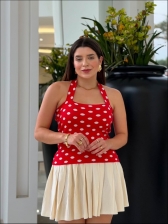 REGATA LUCY POÁ - VERMELHO COM BRANCO