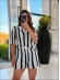 CONJUNTO SHORT LISTRAS VERTICAIS - BRANCO/ PRETO