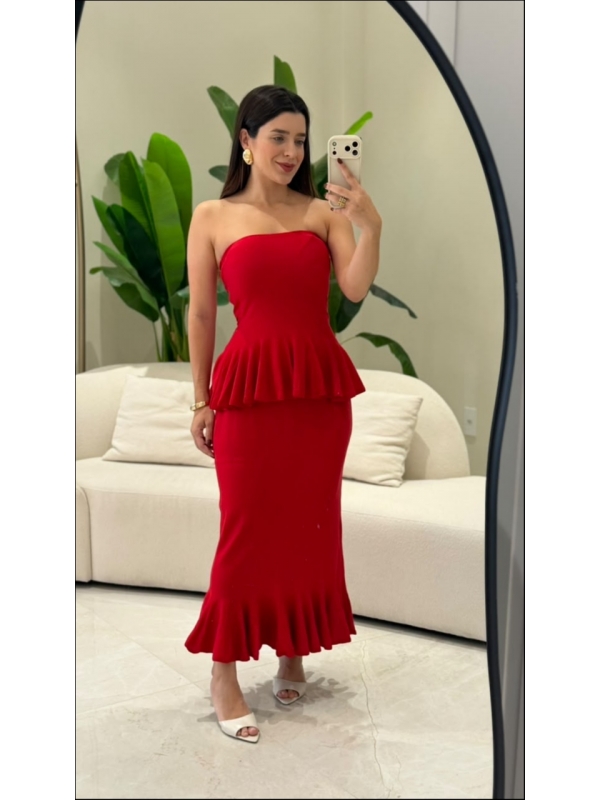 CONJUNTO PEPLUM ALBA - VERMELHO