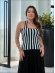 REGATA LISTRA VERTICAL - PRETO COM BRANCO