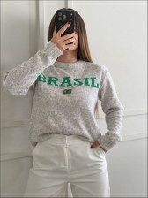 BLUSA MOUSSE BANDEIRA - BRANCO MESCLA