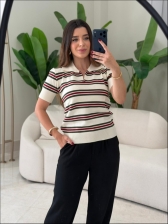 TSHIRT LISTRAS ARY - OFF WHITE/ VERMELHO/ VERDE