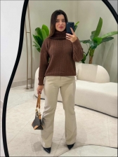 BLUSA GOLA ALTA LUMA - CARAMELO