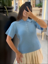 TSHIRT TRANÇA BIA - AZUL BEBE