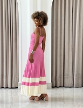 VESTIDO CARLOTA - Rosa prisma com off white