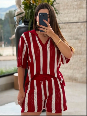 CONJUNTO SHORT LISTRAS VERTICAIS