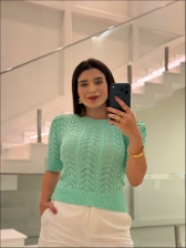 TSHIRT RENDADA  ISÍS - Verde água