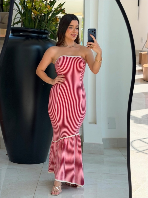 VESTIDO IPANEMA - VERMELHO/OFF WHITE