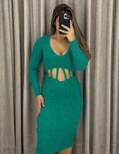 VESTIDO VAZADO CINTURA - Verde alpino