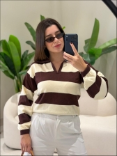 BLUSA POLO TATI - MARROM COM OFF