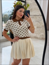 CROPPED BOTÕES POLO POÁ - OFF WHITE/ BRONZE