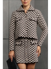 CONJUNTO SAIA JACARD MOUSSE - Marrom com bege