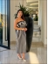 VESTIDO LISTRADO CELINE - AZUL MARINHO/OFF WHITE