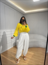 BLUSA MANGA BALÃO BANDEIRA - AMARELO