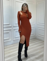 VESTIDO FENDA ATENAS - TELHA