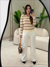 BLUSA BICOLOR ANTONIA - OFF WHITE/ BEGE NOVO