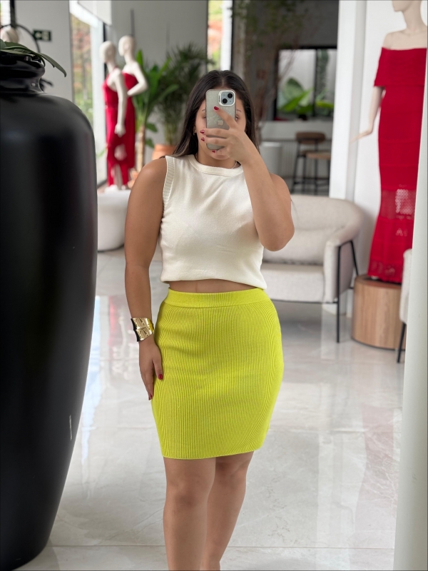 SAIA CURTA CANELADA - VERDE LIMA