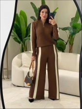 CONJUNTO BICOLOR HELO - CARAMELO/OFF WHITE