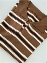 TSHIRT LISTRAS ARY - CARAMELO/OFF WHITE