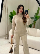 BLUSA GOLA ALTA LUMA - AREIA