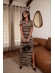 VESTIDO POLO LISTRADO - CARAMELO/OFF WHITE