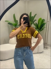 CROPPED NEW BRASIL - MARROM