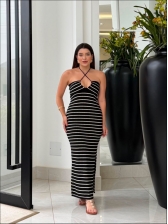 VESTIDO LISTRADO CAPRI - PRETO