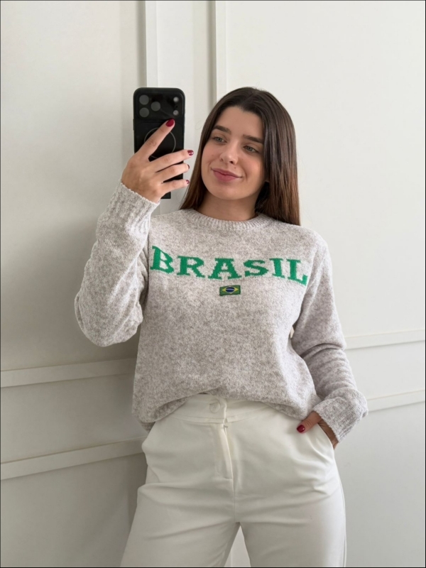 BLUSA MOUSSE BANDEIRA - BRANCO MESCLA