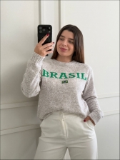 BLUSA MOUSSE BANDEIRA - BRANCO MESCLA