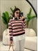 BLUSA PAMELA LISTRADA - MARROM COM ROSA