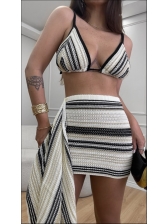 CONJUNTO LISTRADO PUGLIA - OFF WHITE/ PRETO