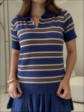 TSHIRT LISTRAS ARY - AZUL MARINHO/AREIA