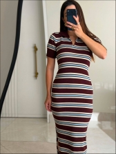 VESTIDO POLO LISTRADO - BERINJELA/AZUL BEBE/ OFF WHITE