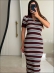 VESTIDO POLO LISTRADO - BERINJELA/AZUL BEBE/ OFF WHITE