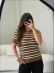 TSHIRT LISTRAS ARY - CARAMELO/OFF WHITE