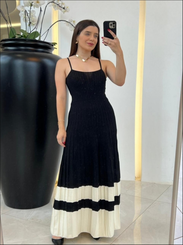 VESTIDO CARLOTA - PRETO/OFF