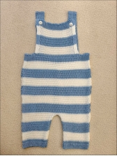 SALOPETE LISTRADA TRICOT BEBÊ - AZUL BEBE COM BRANCO
