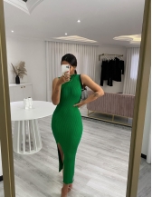 VESTIDO CANELADO LAUREN VERÃO - Verde bandeira