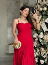 VESTIDO PLISSADO TATY - VERMELHO