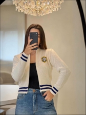 JAQUETA ZIPER BRASÃO BRASIL - Off white com azul marinho