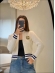 JAQUETA ZIPER BRASÃO BRASIL - Off white com azul marinho