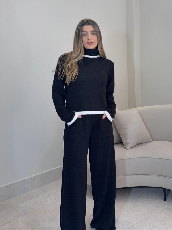 CONJUNTO MODAL MARCELA - Bicolor - preto com branco