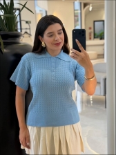 TSHIRT TRANÇA BIA - AZUL BEBE